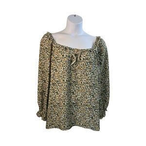 Max Studio Long Sleeve Boho Peasant Top Size 2X Ditzy Floral